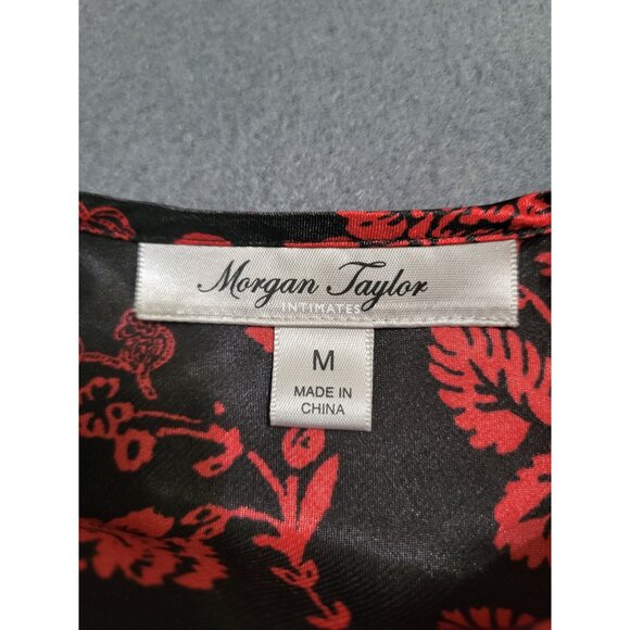 MORGAN TAYLOR Intimates Black Red Floral Nightgown Slip Dress Whimsigoth SZ M - Picture 10 of 10
